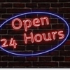 24時間営業の店舗と飲食店